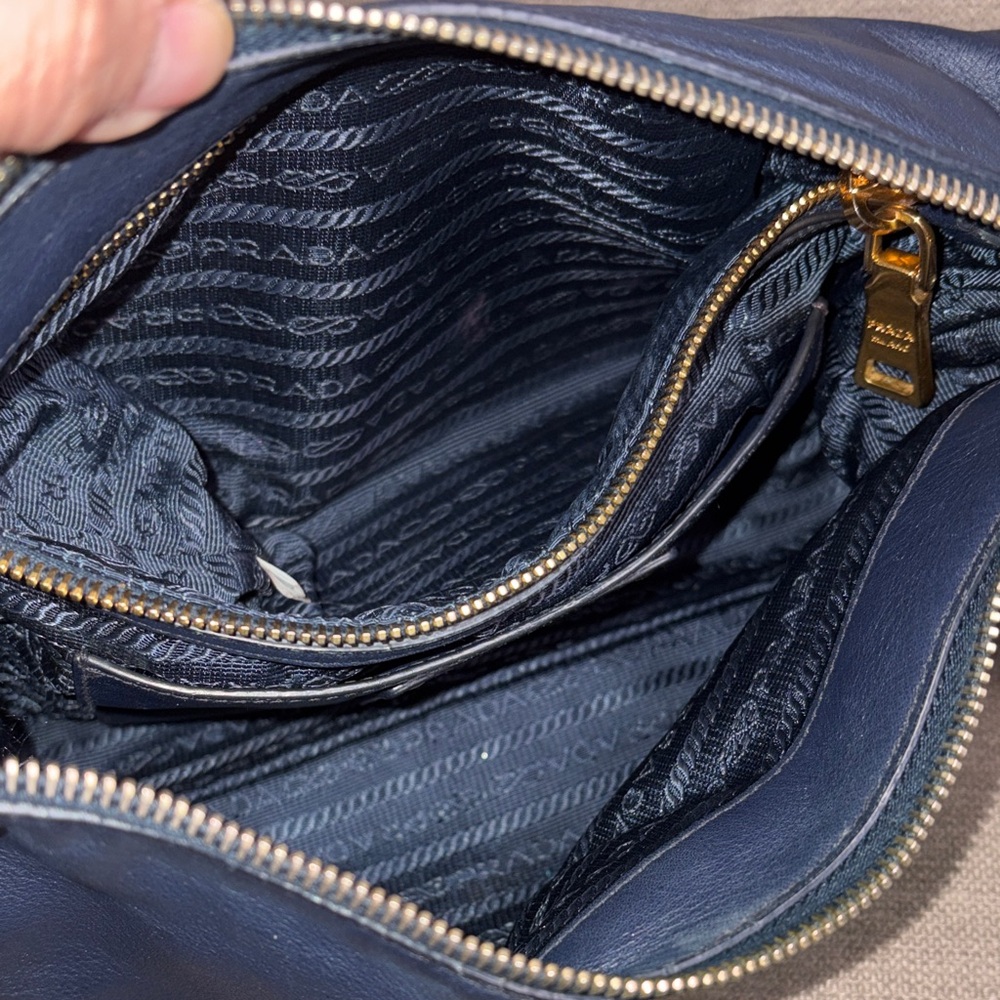 Prada Navy Blue Soft Calf Leather Shoulder Bag Authentic Italy|COA - Picture 9 of 9
